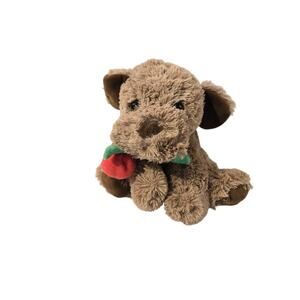 Russell Stover Plush 11" Puppy Dog Love Valentines Rose Stuffed Animal Plush